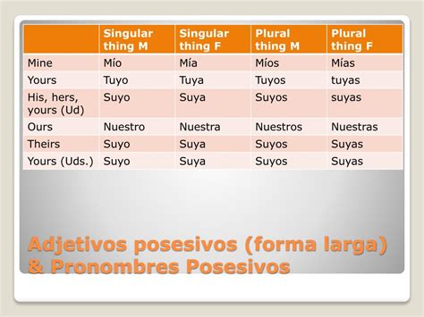 PPT Adjetivos Y Pronombres Posesivos PowerPoint Presentation Free
