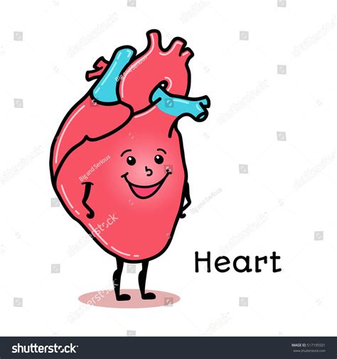 Cute Funny Human Heart Character Cartoon Stock Vector