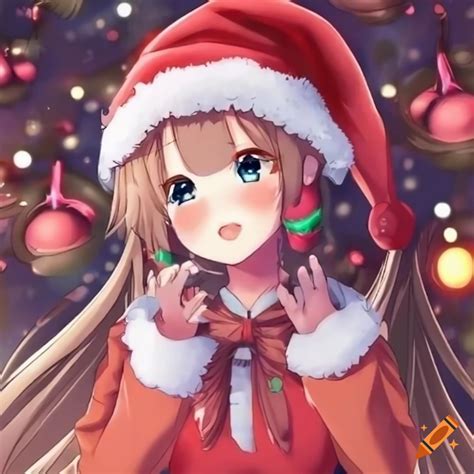 Cute Anime Girl Celebrating Christmas On Craiyon