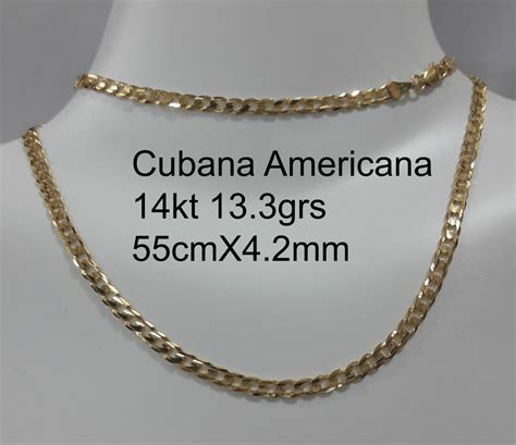 Cadena Cubana American Oro 14k 133gr Largo 55cm Ancho 42m Joyeria Marloz