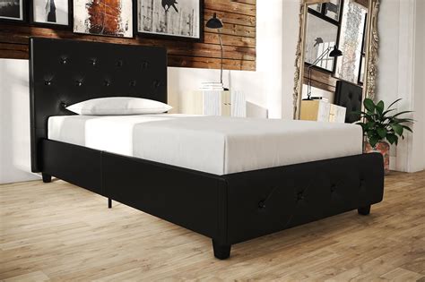 Dhp Dakota Upholstered Platform Bed Twin Size Frame Black Walmart