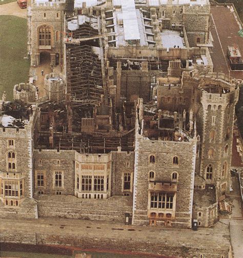 The fire started in the queen's private chapel when a curtain that was pressed up against a spotlight burst into flames. Windsor Castle | Sidell Architects