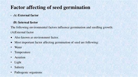 Factor Affecting Of Seed Germination