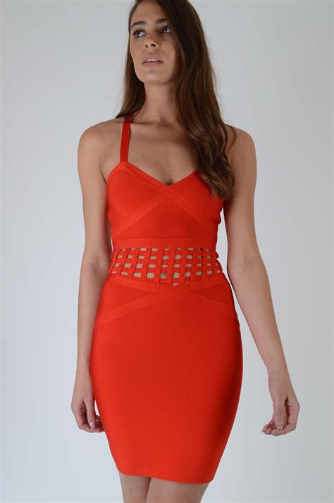 Lovemystyle Red Bandage Dress With Caged Waist Detail