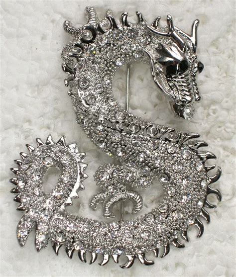 Clear Rhinestone Dragon Pin Brooches C512 A In Brooches From Jewelry