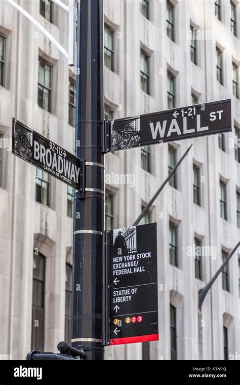Traffic Signal At Wall Street And Broadway Manhattan New York City