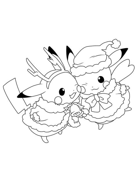 Christmas Pikachu Coloring Page Free Printable