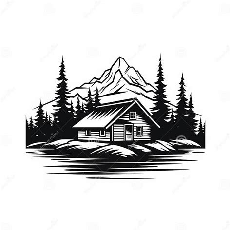 Simple Cabin Bold Black And White Logo Style Vector Art Stock