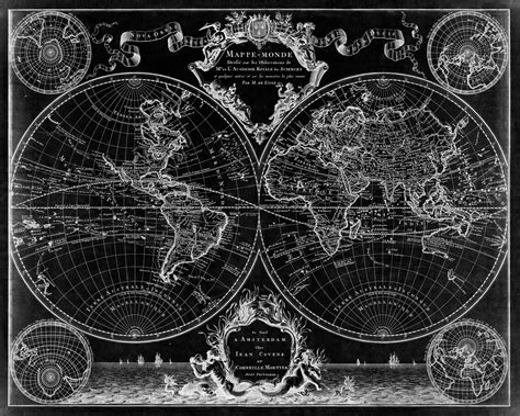 Black And White Vintage World Map Map