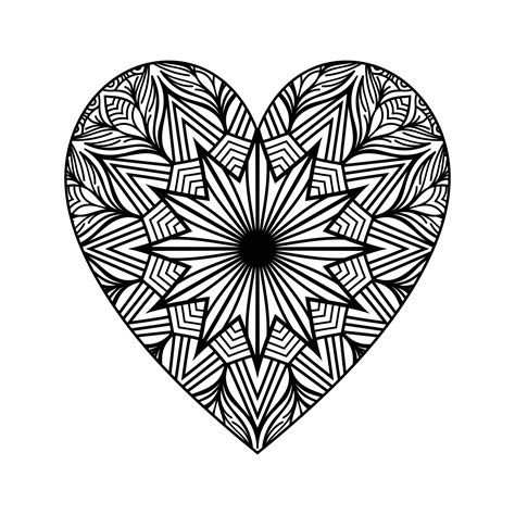Heart Shaped Mandala Floral Pattern For Coloring Book Heart With