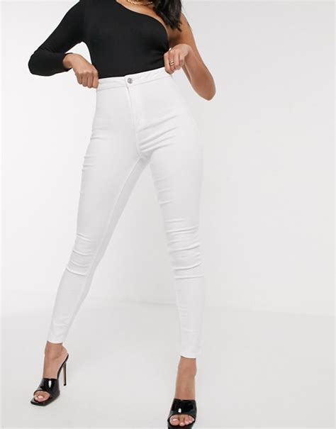 Missguided Skinny High Waisted Jeans In White Asos