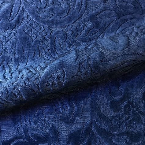 Royal Blue Floral Velvet Burnout Upholstery Fabric 54 By The Yard