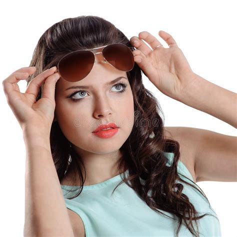 Young Brunette Girl In Sunglasses Stock Photo Image Of Face Person
