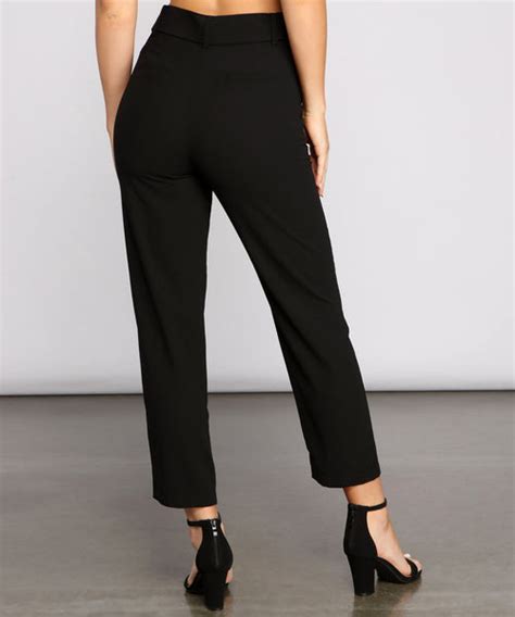 Classic High Waist Belted Tapered Pants And Windsor