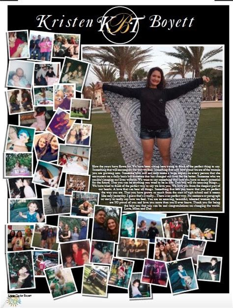 Photo Collage And Monogram Full Page Senior Yearbook Tribute Design