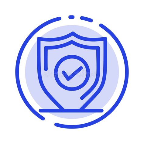 Confirm Protection Security Secure Blue Dotted Line Line Icon Stock