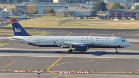 This a321 features a one class configuration with 205 standard uk domestic class seats. US Airways Airbus A321-231 N575UW takeoff from PDX - YouTube