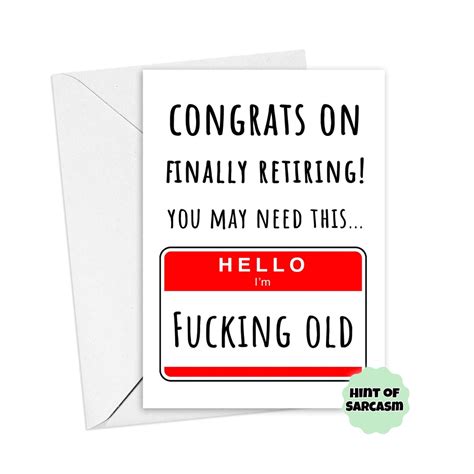 a5 funny retirement card coworker card cheeky retirement etsy