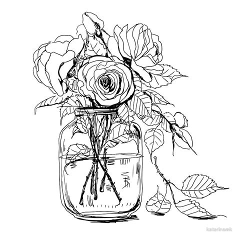Printable Mason Jar Flower Coloring Pages For Adults Coloring Pages