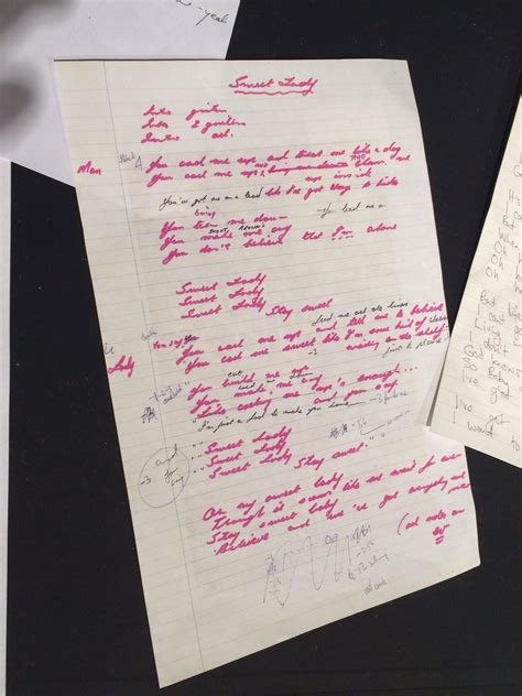 Brian May Handwriting Lyrics Of Sweet Lady Cartas Letras Queen