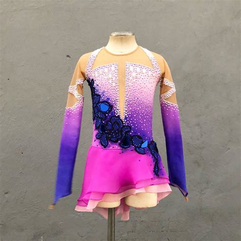 Mesh Ice Skate Dress With Custom Dyeing And Painted Lace Ice Dance