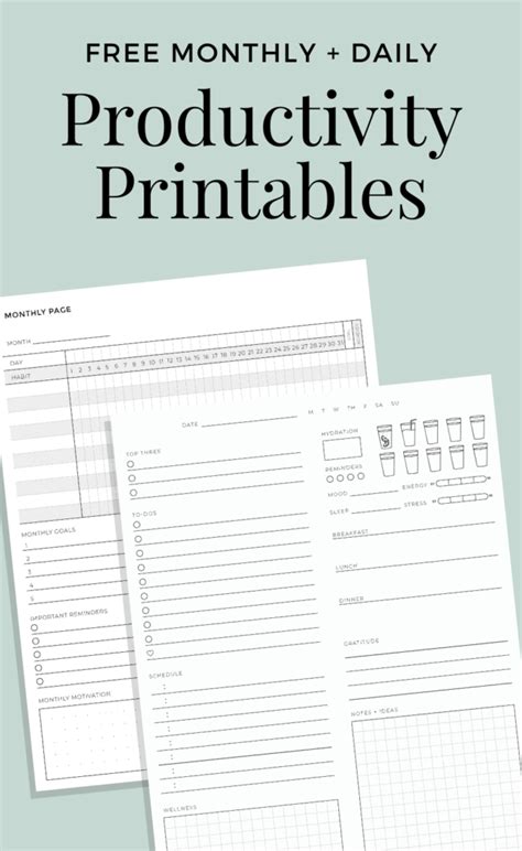 Free Productivity Printables For Thyme Is Honey Weekly Work