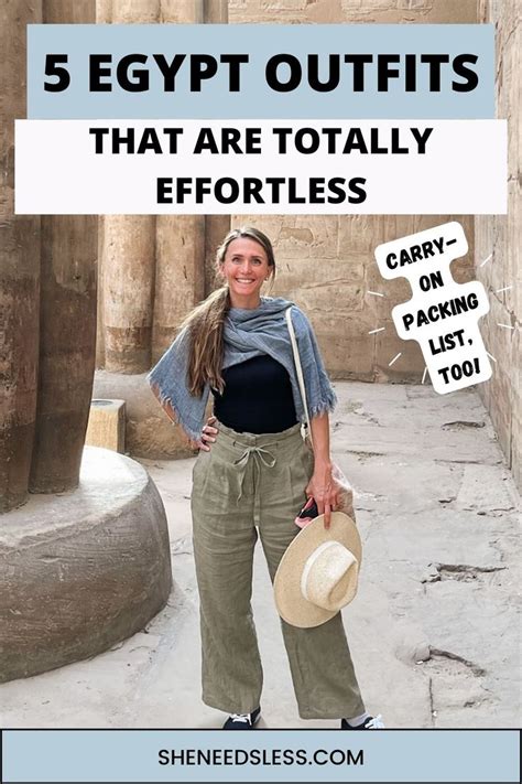 woman at luxor temple egypt with text ovelay 5 egypt outfits that are totally effortless travel