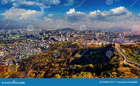 Panorama Of Seoul City In Autumn South Korea Stock Image Image Of