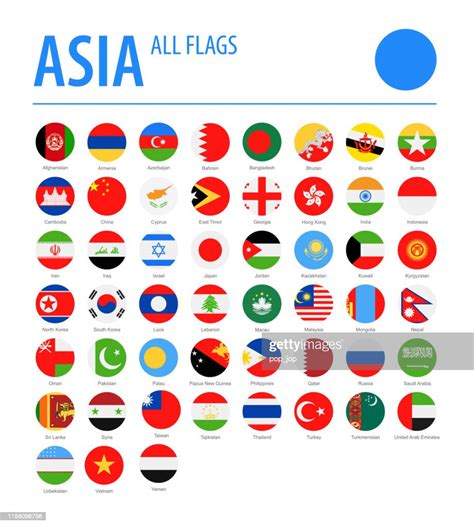 Asia All Flags Vector Round Flat Icons High Res Vector Graphic Getty