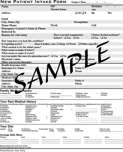 Medical Patient Intake Form Template