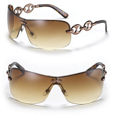 gucci rimless shield sunglasses with chain link design shopstyle