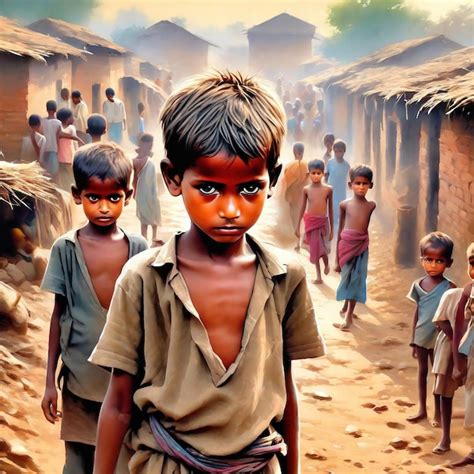 Premium Ai Image Poor Poor Children In India