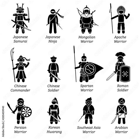 Ancient Warriors Around The World Illustrations Depict Ancient Soldiers Military Fighters