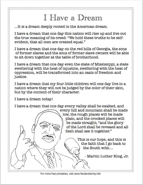 Free Printable Martin Luther King Jrs I Have A Dream Speech Exce