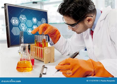 Male Scientist Doing Chemical Research Stock Image Image Of Learning