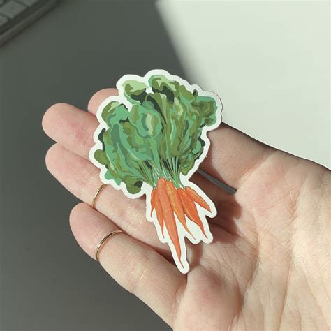 Carrot Sticker Cute Vinyl Sticker Gardening Vegetable Etsy