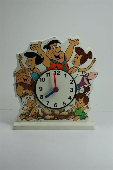 Vintage Flintstones Wooden Cartoon Clock 1994 By Cybersenora