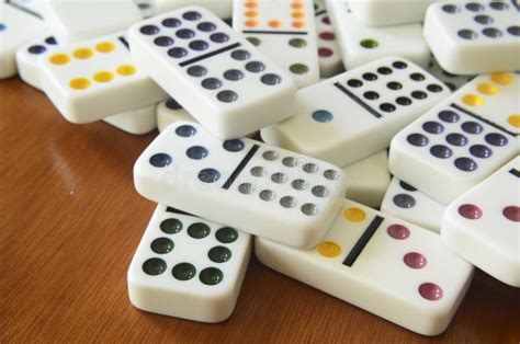 Close Up Domino Pieces Domino Game 12 Pieces Domino Game Stock Image