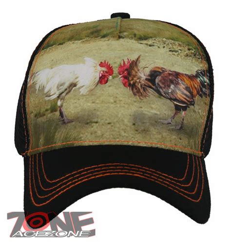 New Mesh Cocks Fight Ball Cap Hat Black