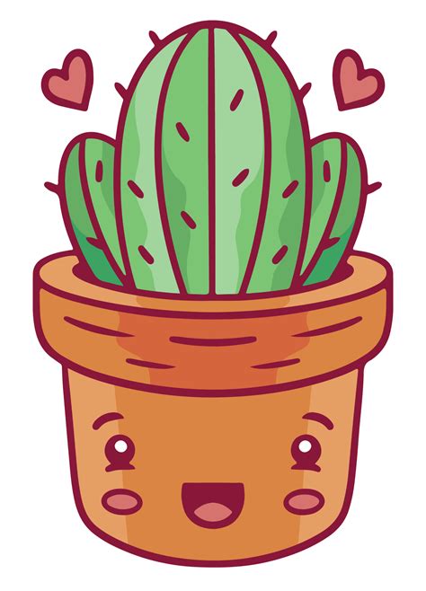 Kawaii Cactus In A Pot Sticker Vulgrco