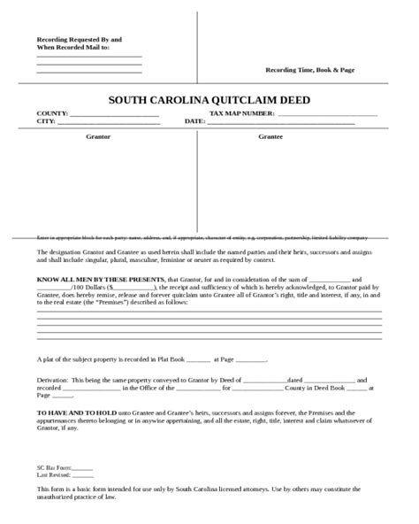 Quitclaim Deed Template South Carolina Edit Fill Sign Online