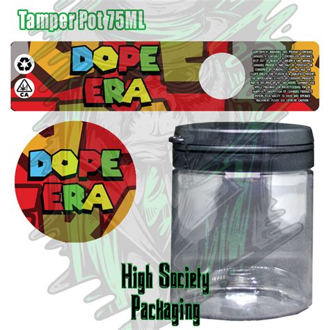 Dope Era Red Labels For 75ml Plastic Tamper Pots High Society Packaging