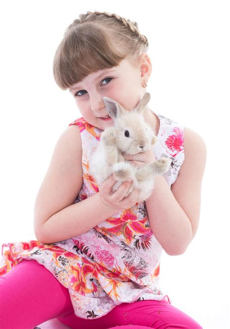 235 Lovely Little Girl Her Rabbit Stock Photos Free And Royalty Free