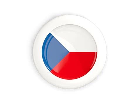 Czech republic round flag on gray background. White framed round button. Illustration of flag of Czech ...