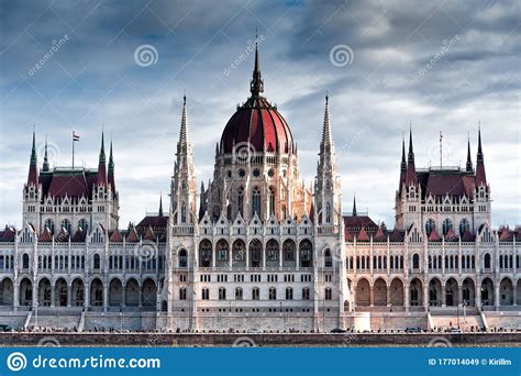Front View Of Hungarian Parliament Building Orszaghaz Budapest
