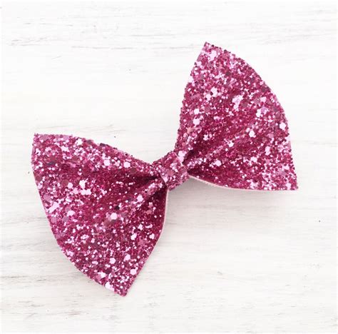 Super Cute And Sparkly Hot Pink Glitter Hair Bow Kawaii
