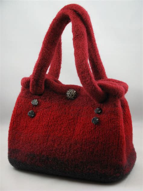 Handmade Knitted Felt Bag Felt Purse Felt Bag Knitting Bag Pattern