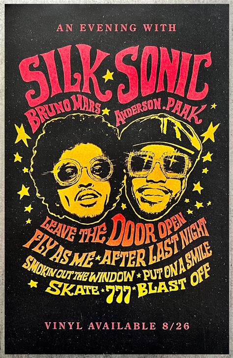 Silk Sonic An Evening With Ltd Ed Rare Tour Poster Bruno Mars