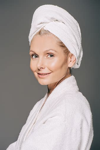 Mature Woman In Bath Robe Stock Photo Download Image Now Adult