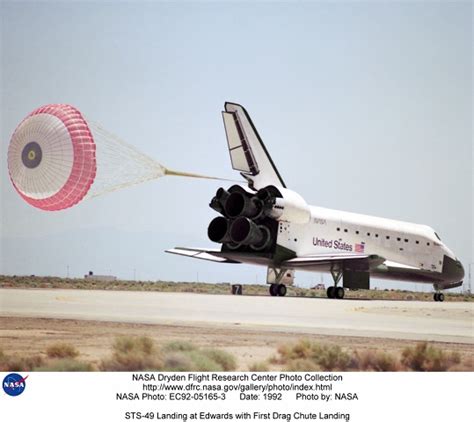 Sts Ec92 05165 3 Sts 49 Landing At Edwards With First Drag Chute Landing